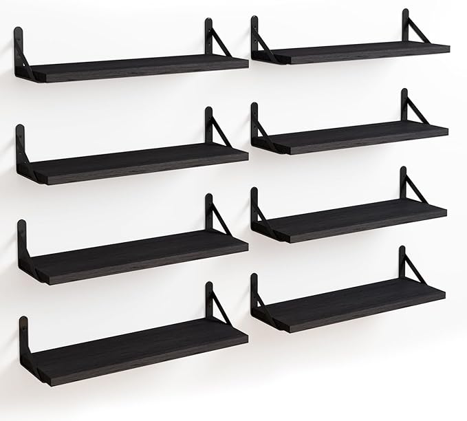 Fixwal Floating Shelves, Width 4.7in Rustic Wood Wall Shelves Set of 8 by Fixwal