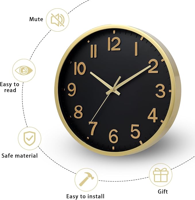 Wall Clocks Battery Operated 10 inch Modern Wall Clock, Silent Non Ticking Wall - Image 4