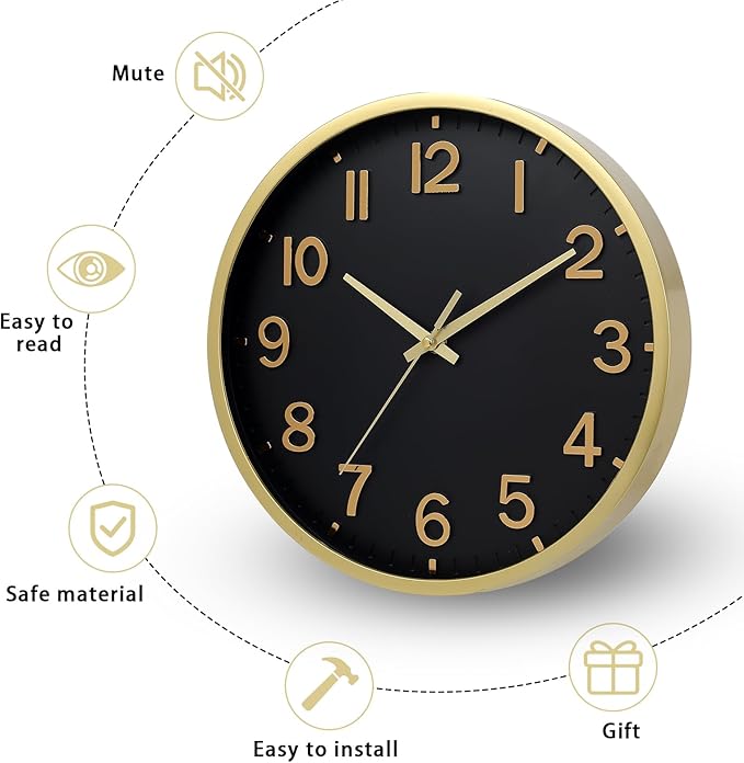 Wall Clocks Battery Operated 12 inch Modern Wall Clock, Silent Non Ticking Wall - Image 4