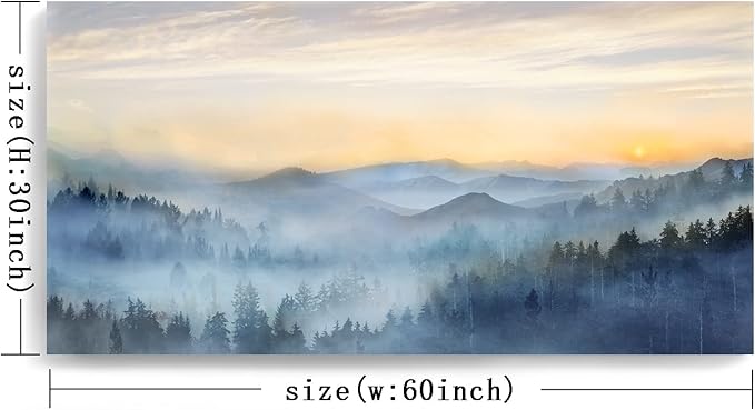 Wall Decor for Living Room Sunrise Misty Forest Print Picture Paintings Wall - Image 5