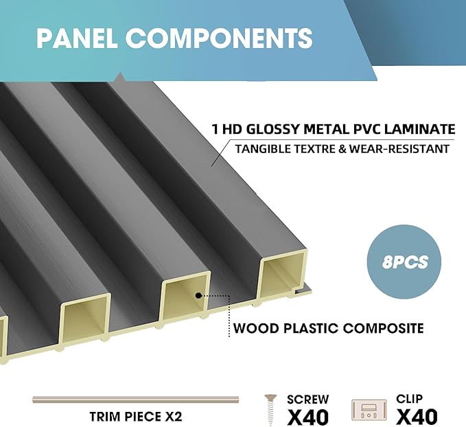 OUZUGIE WPC Acoustic Slat Wall Paneling, Living Room, TV Background, Study Room - Image 4