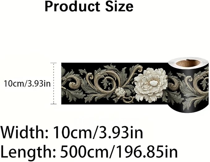 Beige Floral Scroll Wallpaper Border 196x4 Inch Peel and Stick Wall Border - Image 8