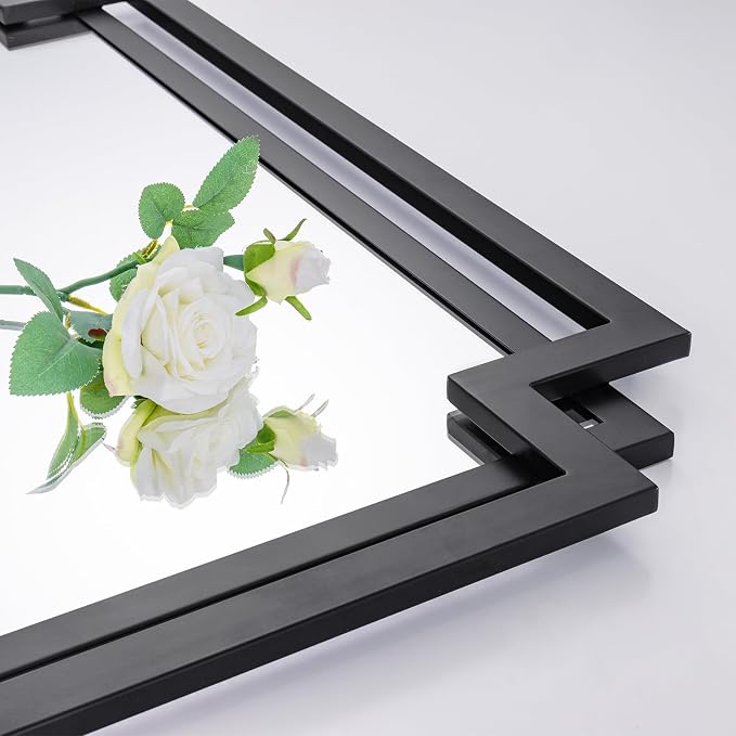 20" x 30" Wall Mirror for Living Room Decor, Irregular Black Mirror - Image 9