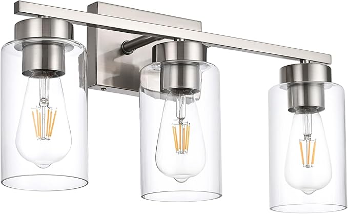 3-Light Bathroom Vanity Light, Modern Brushed Nickel Wall Lights - Image 2