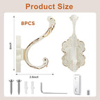 Zonon 8 Pcs White Wall Hooks Set Vintage Coat & Towel Hooks - Image 2