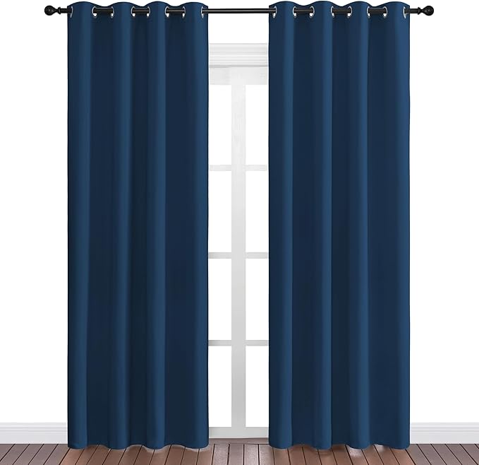NICETOWN Moroccan Blue Blackout Curtains 86" Long, 2 Pieces - Image 2
