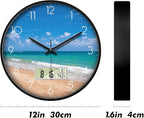 12" Silent Non-Ticking Modern Coastal Beach Wall Clock, Battery Operated Analog - Image 7