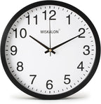 WISKALON 10 inch Silent Non-Ticking Elegant Black Frame Wall Clock, Classic by WISKALON
