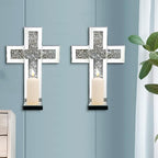 Aeveco Crystal Crush Diamond Mirrored Candle Sconces, Wall Decoration - Image 5