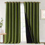 NICETOWN Total Shade Curtains and Draperies, Olive Green, Package of 2 by NICETOWN