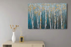 Yihui Arts Landscape Canvas Print Artwork: Teal Winter Forest Painting Wall Art - Image 4