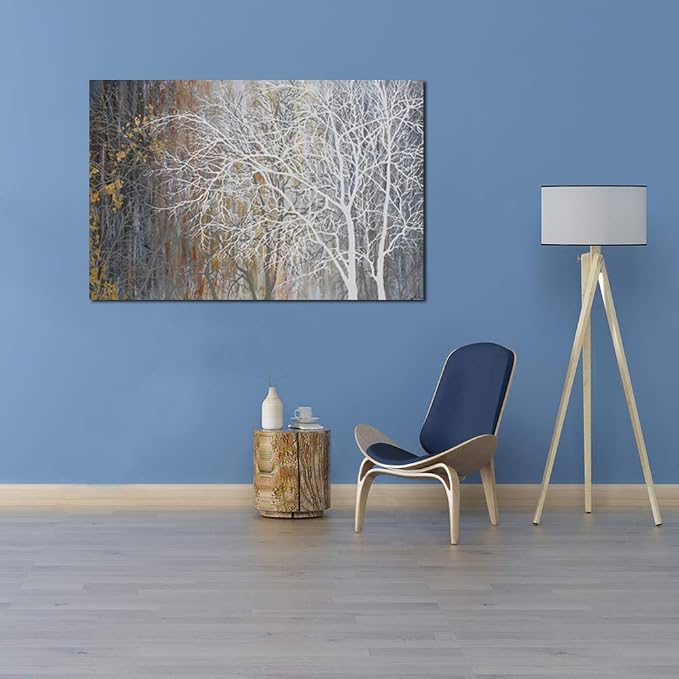 Yihui Arts Autumn Painting On Canvas White Tree Wall Art Large Landscape - Image 5