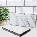 AULIGET 6" x 12" White Marble Peel and Stick Backsplash Wall Tiles, PVC Faux by AULIGET