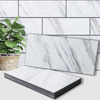 AULIGET 6" x 12" White Marble Peel and Stick Backsplash Wall Tiles, PVC Faux by AULIGET