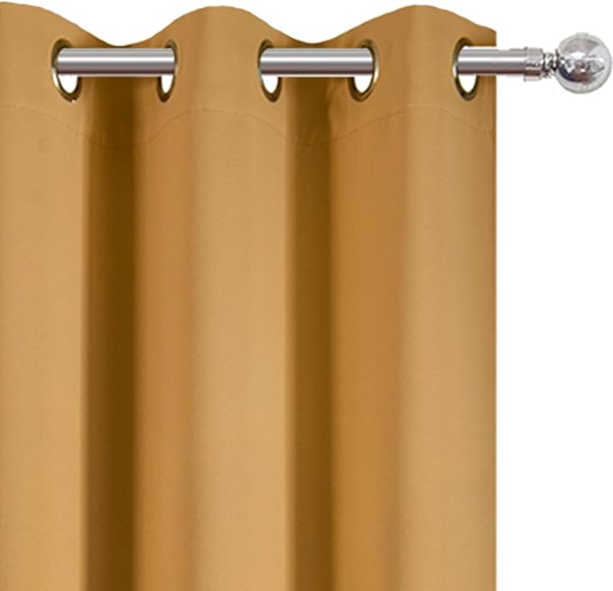 LEMOMO Mustard Yellow Thermal Blackout Curtains/38 x 63 Inch/Set of 2 Panels - Image 6