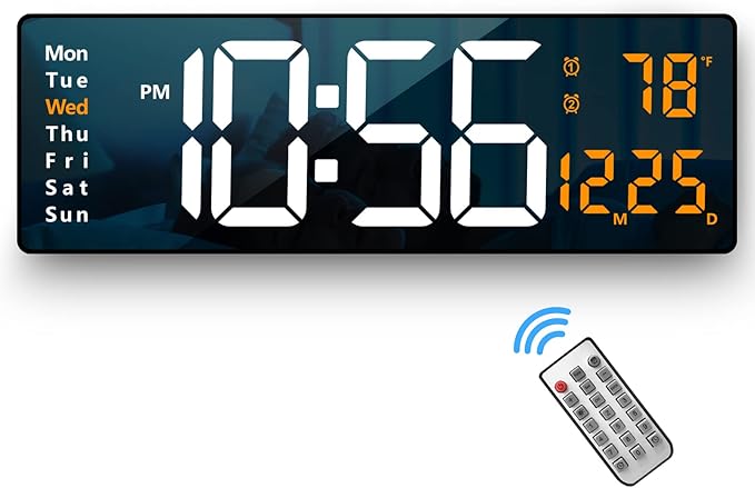 Digital Wall Clock Large Display, 16.2 Inch, LED Digital Clock by Abovsare