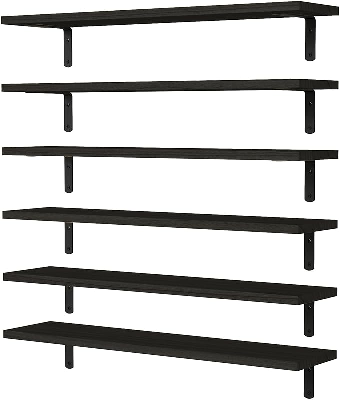 WOPITUES Wood Floating Shelves Set of 6, 24 inch Long Floating Shelves by WOPITUESOfficial