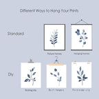 Navy Blue Botanical Wall Art Set of 6 Unframed, Minimalist Abstract Botanical - Image 7