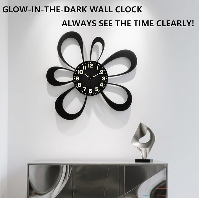 Glow in The Dark Wall Clock, Large Easy Read Numbers Tempered Glass Night Light - Image 2
