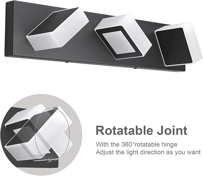 Ralbay 5 Color Temperature Modern LED Black Bathroom Vanity Lights Dimmable - Image 4