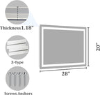 Koonmi 28"x20" LED Mirror for Bathroom, 90CRI Anti-Fog Vanity Mirror - Image 9