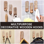 IndianShelf 10 LB- 6 Pieces Decorative Wood Adhesive Wall Hooks–Boho Peel and - Image 5