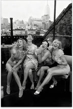 Retro Black And White Woman Canvas Wall Art Fashion Rooftop Party Posters by FuSatisYilife