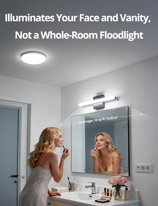 Combuh LED Bathroom Light Fixtures Over Mirror, 16 Inch 9W Black Vanity Light - Image 6