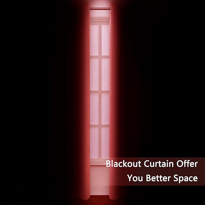 LEMOMO Blackout Curtains 66 x 84 inch/Bright Red Curtains Set of 2 - Image 3