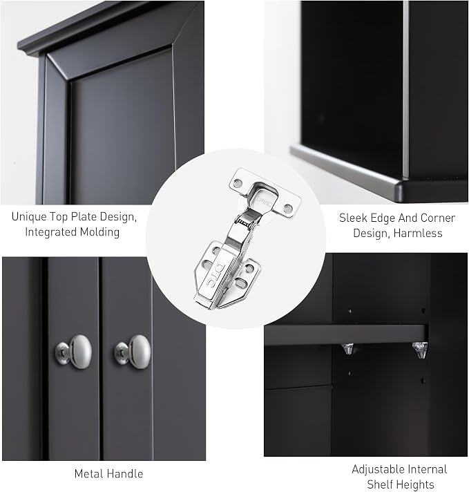 VANIRROR Black Wall Cabinet 24x30 Inch Wooden Over The Toilet Storage Cabinets - Image 4