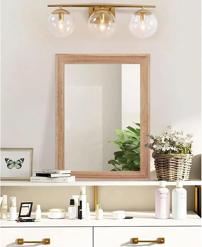 AAZZKANG Rustic Mirrors for Wall Rectangle Wooden Frame Hanging Mirror for - Image 4
