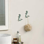 SOFFEE DESIGN 2PCS Green Mermaid Side Profile Hooks, Beach Themed Towel Hangers - Image 2