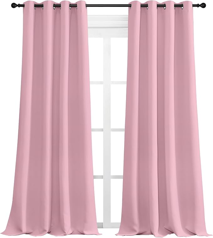 NICETOWN Crystal Pink Blackout Curtains 108" Long, 2 Pieces by NICETOWN