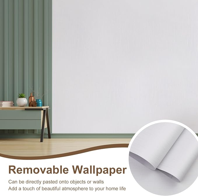 Grasscloth Peel and Stick Wallpaper White Gold Wallpaper15.7 x 118" Linen - Image 9