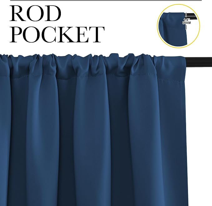 NICETOWN Blackout Curtains for Bedroom, Moroccan Blue, 1 Pair, 42 by 45-inch - Image 2