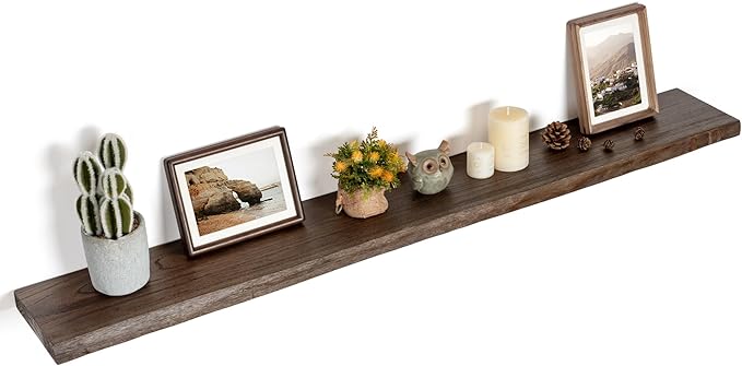 FLYJOE Floating Shelves for Wall Decor, Rustic Solid Elm Wood Live Edge by FLYJOE