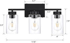 3-Light Bathroom Vanity Light, Modern Black Wall Lights - Image 2