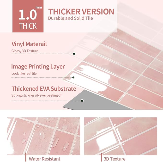Peel and Stick Backsplash 3D Wall Tiles, Self-Adhesive, Oil Proof, Waterproof - Image 3