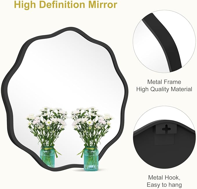 WallBeyond Round Wavy Mirror for Wall Decorative 20 inch, Modern Round Mirror - Image 5