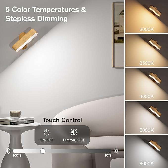 Hensam Wall Sconce, LED Battery Operated Wall Sconce - Image 3
