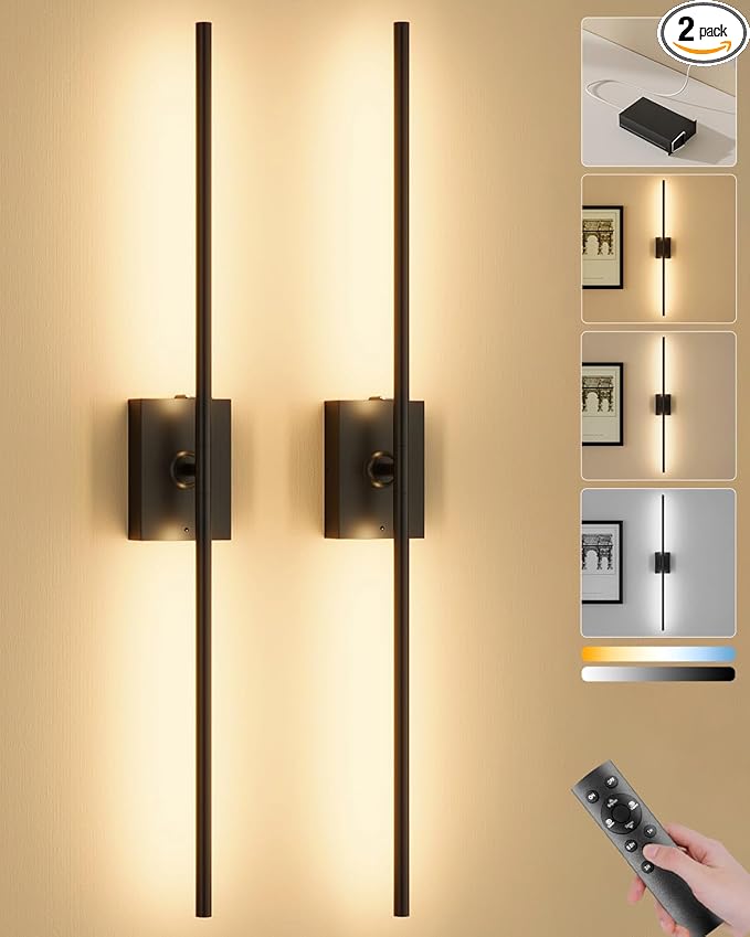 Ouyulong Battery Operated Wall Sconces Set of 2, 10000mAh Wireless Rechargeable by Ouyulong