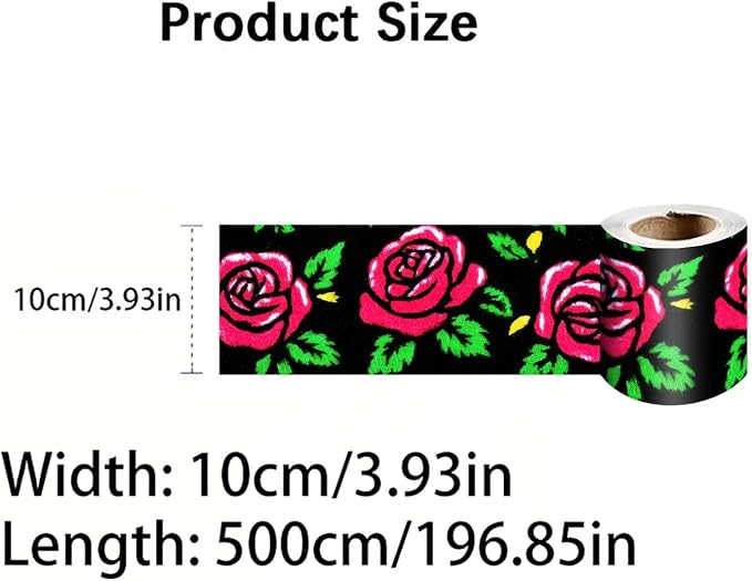 Red Rose Wall Border 196x4 Inch Peel and Stick Floral Wallpaper Border Black - Image 9