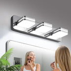 360° Rotate 3-Light LED Bathroom Vanity Light Fixtures, 1300LM Acrylic Chrome by Torondo