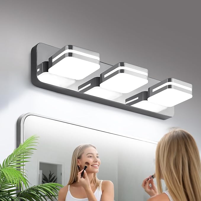 360° Rotate 3-Light LED Bathroom Vanity Light Fixtures, 1300LM Acrylic Chrome by Torondo