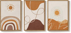 Framed Neutral Abstract Boho Wall Art Bedroom, 3 Piece Terracotta Beige - Image 9