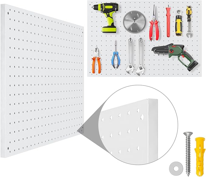Peg Board, 3 Pack Metal Pegboard Panels White Pegboards Wall Organizer - Image 2