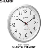 Sharp Wall Clock – Silver, Silent Non Ticking 14 Inch Quality Quartz Battery - Image 2