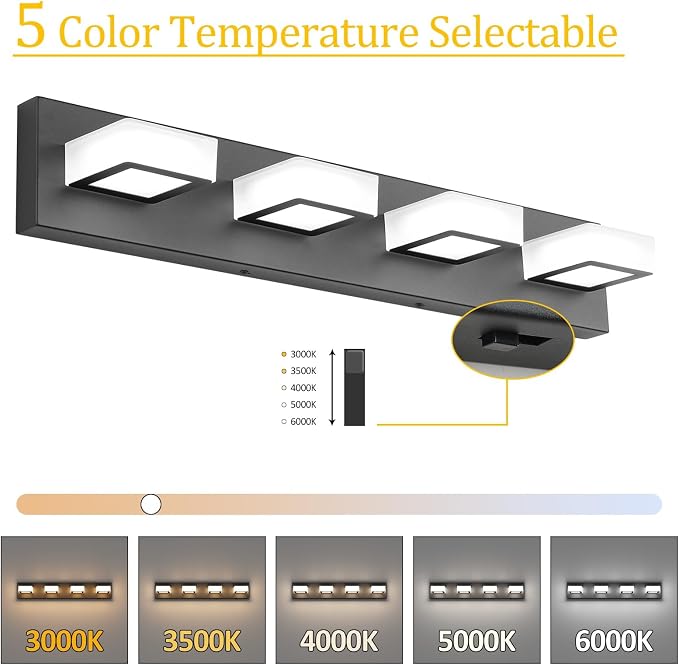 Ralbay 5 Color Temperature Black Vanity Lights - Image 2