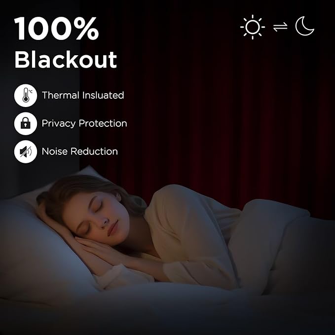 CUCRAF Red Blackout Curtains 63 inch Length 2 Panels Set, Rod Pocket Room - Image 2