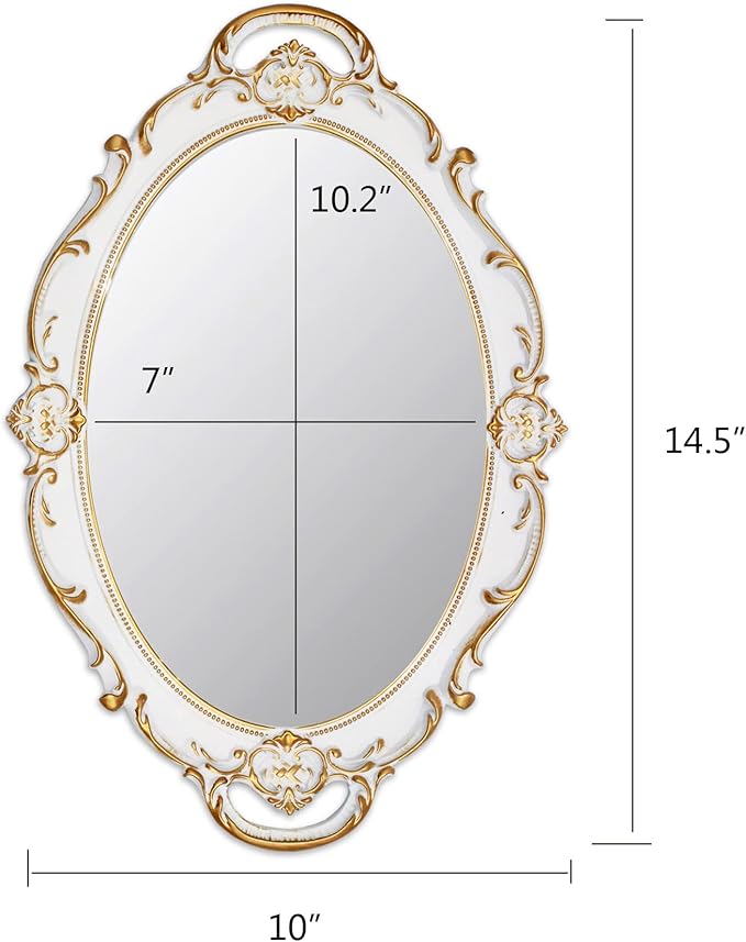 Eaoundm 14.5 x 10 inchs Oval Antique Decorative Wall Mirror Vintage Hanging - Image 5